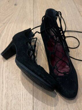 black lace up heels